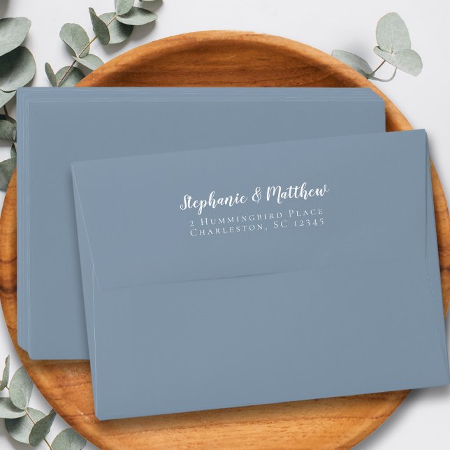 Enveloppe Dusty Blue Mariage Bride & Groom Adresse de retour (Dusty Blue Wedding Bride & Groom Return Address Envelope)