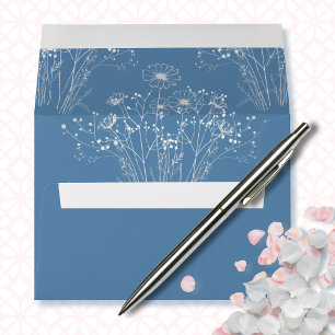 Enveloppe Dusty Blue Modern Delicate Simple Mariage Floral
