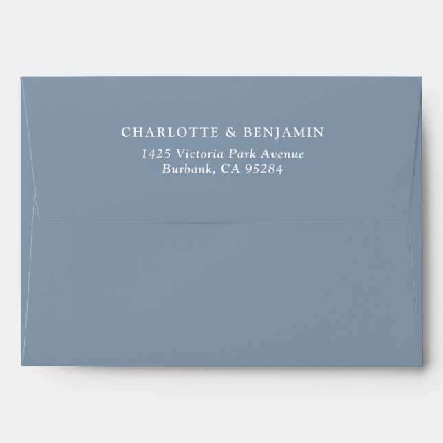 Enveloppe Dusty Blue Modern Mariage personnalisé 5.25x7.25 (Dos (Haut rabat))
