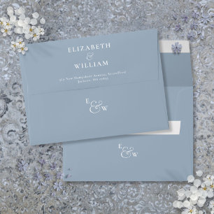 Enveloppe Dusty Blue Modern Monogramme Retourner l'enveloppe