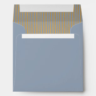 Enveloppe Dusty Blue Moderne Carré à rayures or