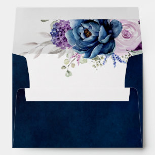 Enveloppe Dusty Blue Purple Navy Lilac Blooms Mariage Envelo