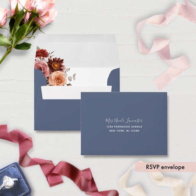 Enveloppe Dusty Blue s'adresse RSVP, Bourgogne Blush Floral (Créateur téléchargé)