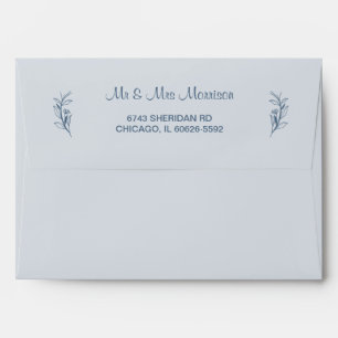 Enveloppe Dusty Blue Simple Boho Floral Mariage