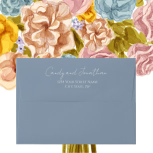 Enveloppe Dusty Blue Simple Style Mariage de script moderne