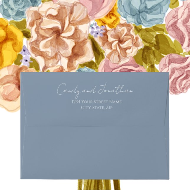 Enveloppe Dusty Blue Simple Style Mariage de script moderne (In Situ Flowers)