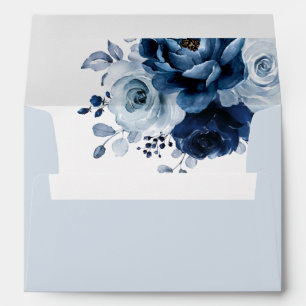 Enveloppe Dusty Blue Slate Navy Floral Botanal Mariage