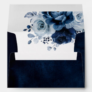 Enveloppe Dusty Blue Slate Navy Floral Botanal Mariage Env