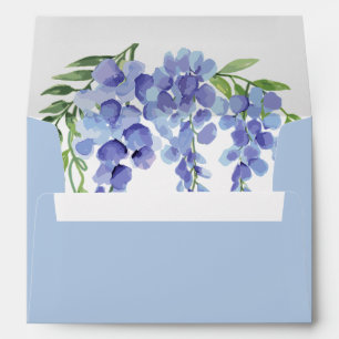 Enveloppe Dusty Blue Wisteria Floral Greenery