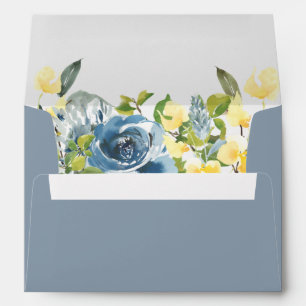 Enveloppe Dusty Blue Yellow Botanical Floral Adresse de reto