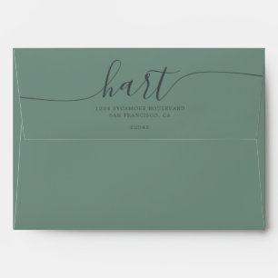 Enveloppe Dusty Green avec Black Script Adresse de retour
