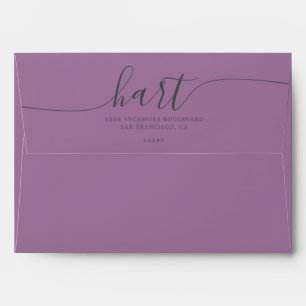Enveloppe Dusty Lavender avec Black Script Adresse de retour