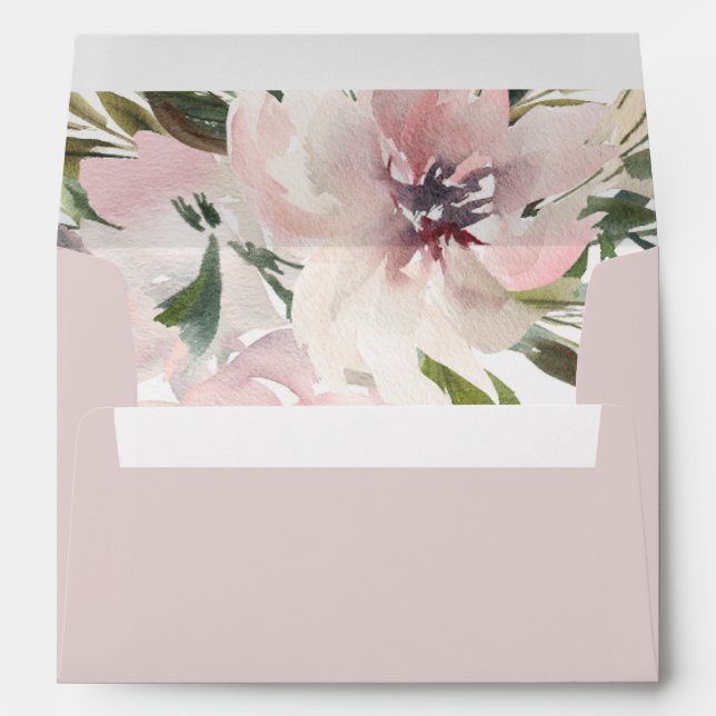 Enveloppe Dusty Mauve Botanical Personnalisé Adresse de reto (Dos (Bas))