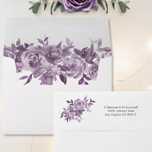 Enveloppe Dusty Mauve Floral Rose Mariage d'aquarelle