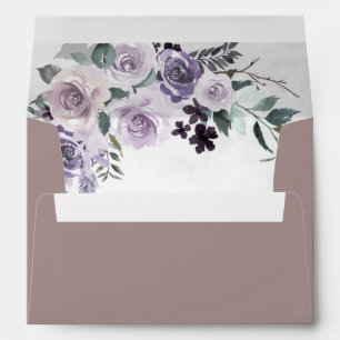 Enveloppe Dusty Mauve Purple et Silver Floral Mariage