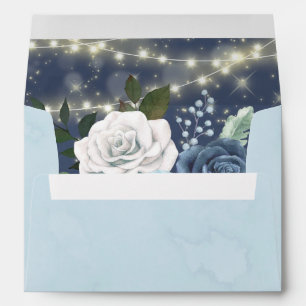 Enveloppe Dusty Navy Blue Peony Mariage
