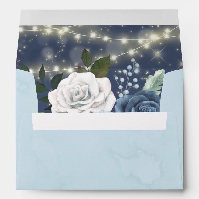 Enveloppe Dusty Navy Blue Peony Mariage (Dos (Bas))