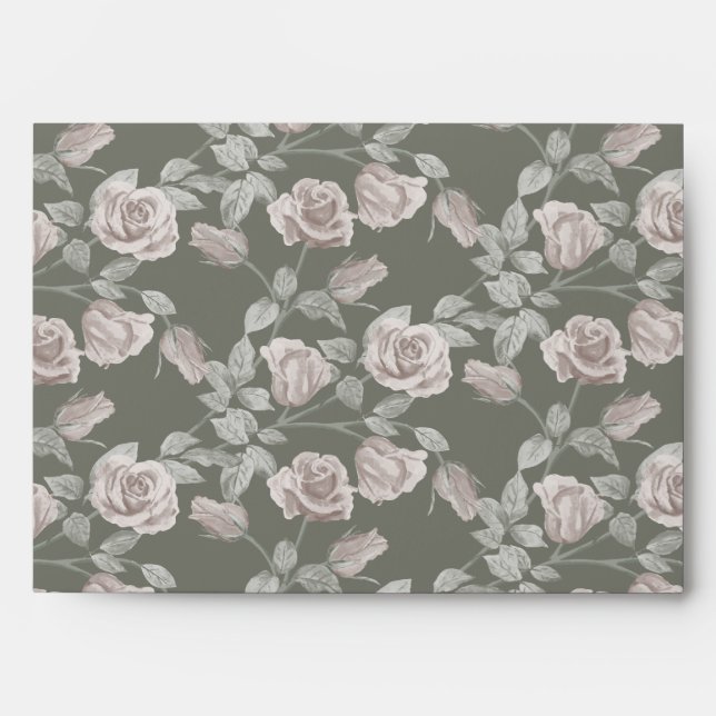 Enveloppe Dusty Pink Rose Vine Envelope (Devant)