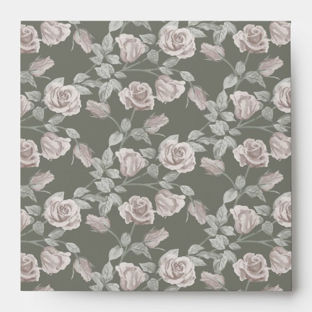 Enveloppe Dusty Pink Rose Vine Envelope (Devant)