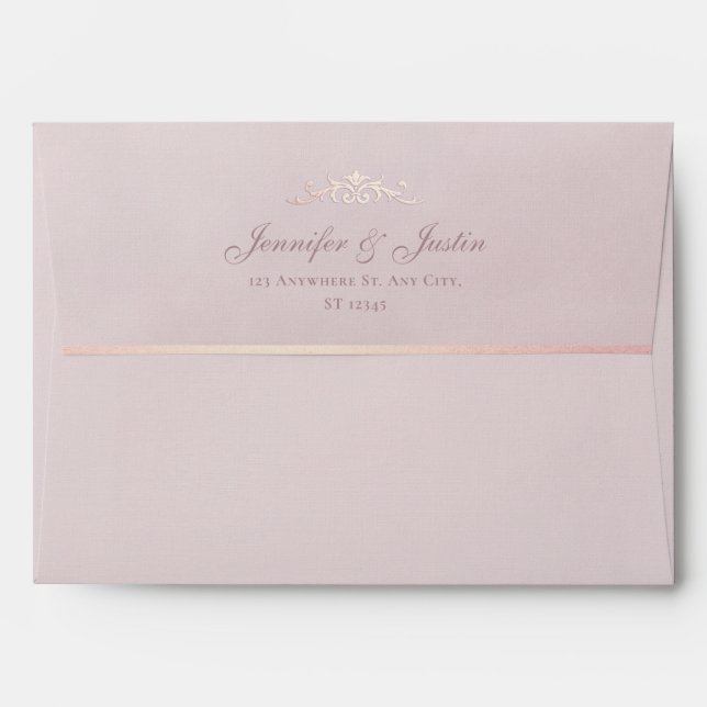 Enveloppe Dusty Pink Velvet Texture Wedding Envelope (Dos (Haut rabat))