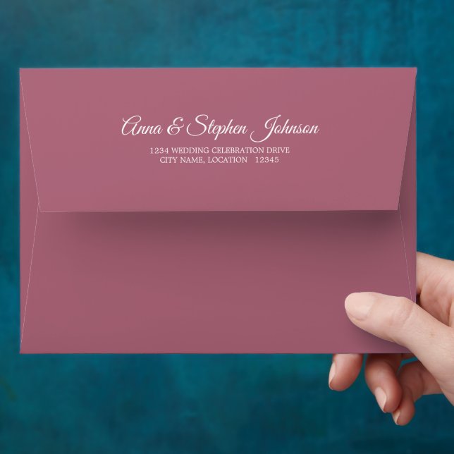 Enveloppe Dusty Rose avec adresse de retour (Hand)