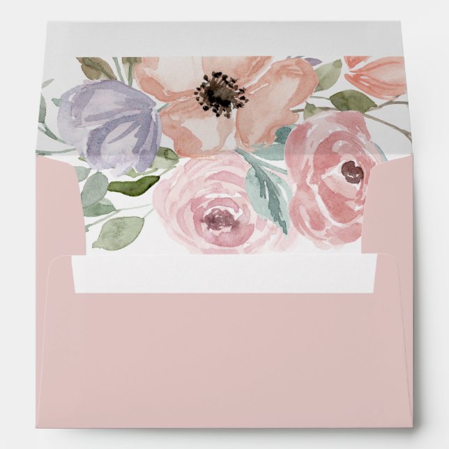 Enveloppe Dusty Rose Florals Faire-part de mariage (Dos (Bas))