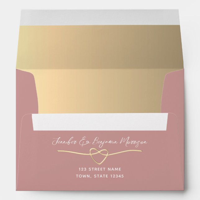Enveloppe Dusty Rose Mariage (Dos (Bas))