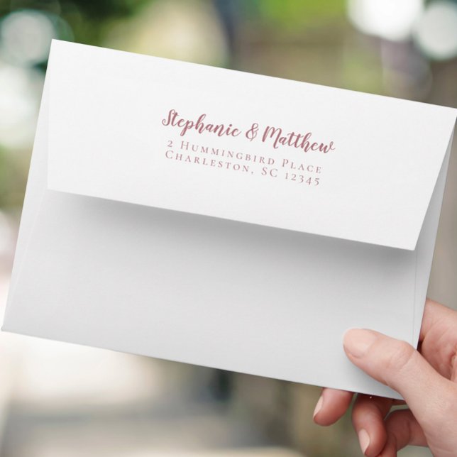 Enveloppe Dusty Rose Mariage Classic Adresse de retour Blanc (Dusty Rose Wedding Classic Return Address White Envelope)