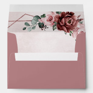 Enveloppe Dusty rose mauve Rose Floral Mariage géométrique E