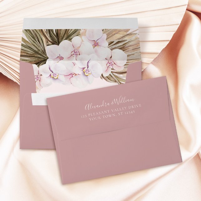 Enveloppe Dusty Rose Moderne Pampas Mariage Floral (Créateur téléchargé)