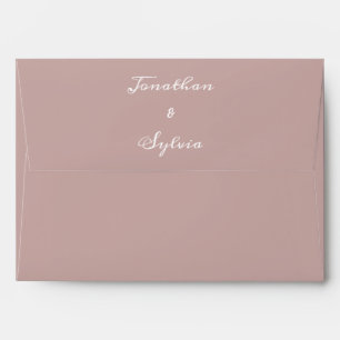 Enveloppe Dusty Rose Monogrammes Nom Mariages Élégant Simple