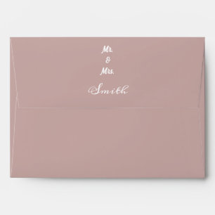 Enveloppe Dusty Rose Monogrammes Nom Mariages Simple Élégant