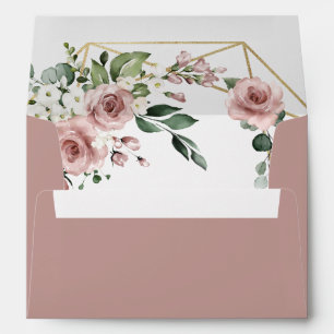Enveloppe Dusty Rose rose et or moyen Mariage vert 