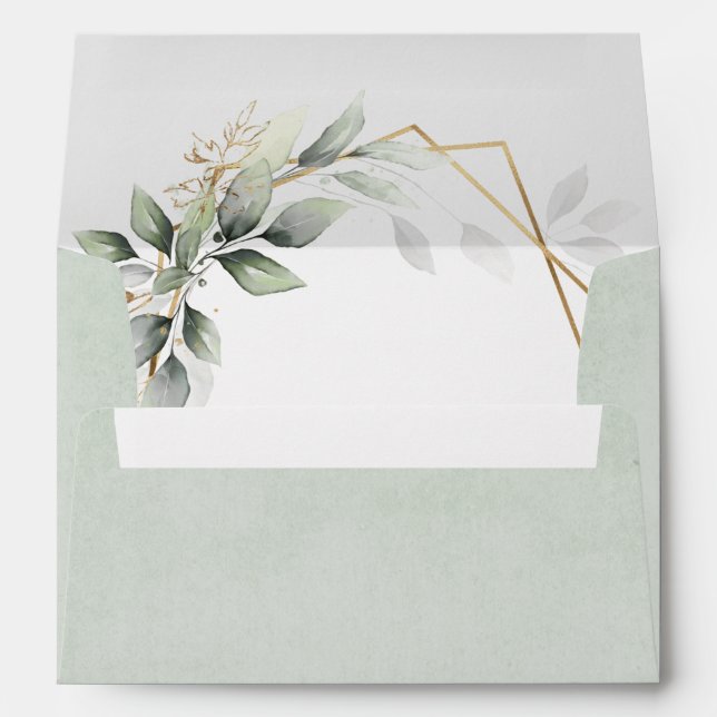 Enveloppe Dusty Sage Vert verdure Mariage géométrique Rustiq (Dos (Bas))