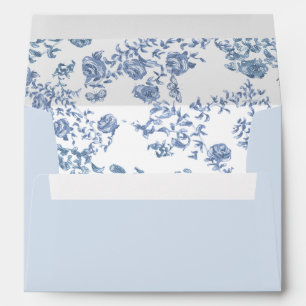 Enveloppe Dusty Toile Bleu Chinoiserie Mariage de cadre Flor