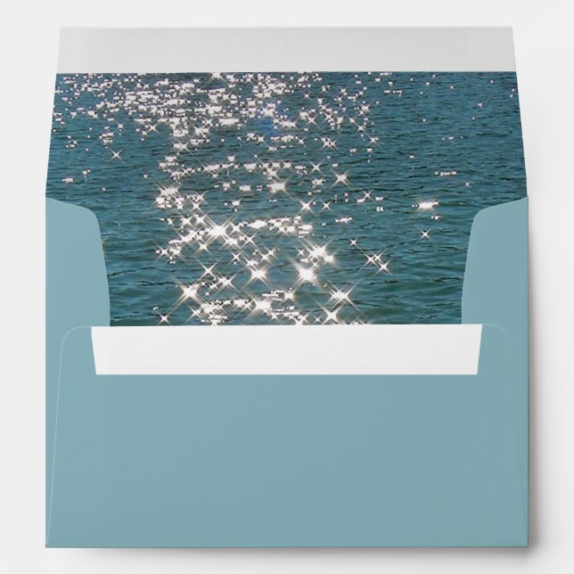 Enveloppe Eaux de mer de plage étincelles 5x7 Faire-part de  (Dos (Bas))