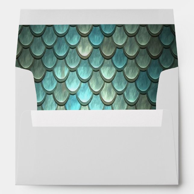 Enveloppe Échelles bleu sirène texturées (Dos (Bas))