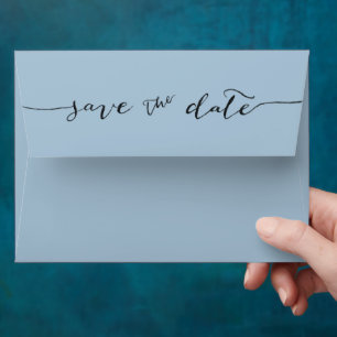 Enveloppe Économisez la date manuscrite bleu poussiéreux