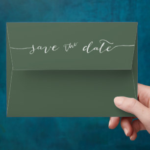 Enveloppe Économisez la date minimaliste vert sauge foncé