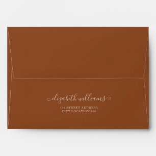 Enveloppe Écriture calligraphique terracotta mariage bohème