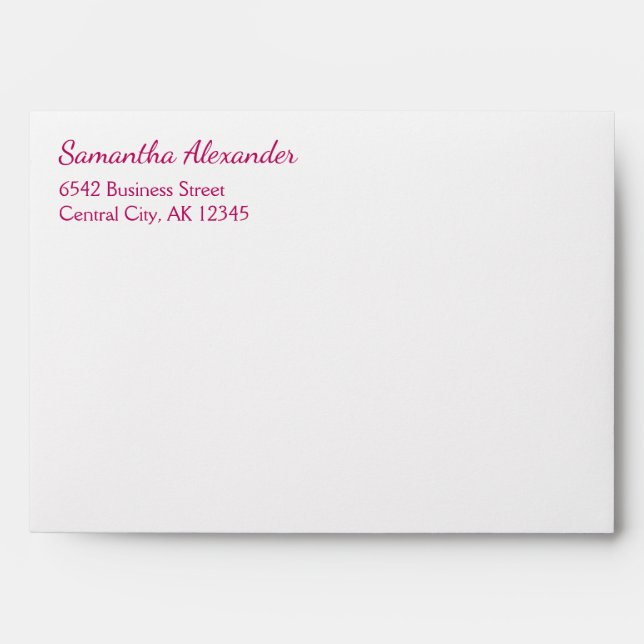 Enveloppe Écriture Élégante Chic Adresse Rose Fuchsia (Devant)