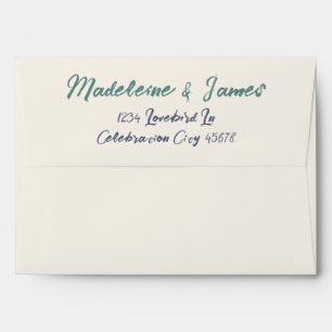 Enveloppe Écriture manuscrite Script Beige Bleu Vert Mariage