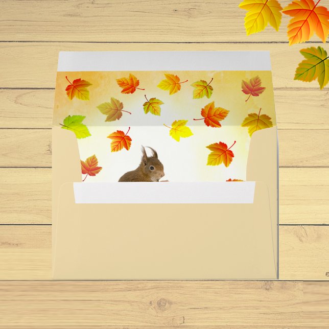 Enveloppe Écureuil de vacances et feuilles d'automne (Créateur téléchargé)