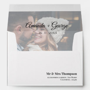 Enveloppe Effet Vellum Faux moderne Photo Mariage élégant
