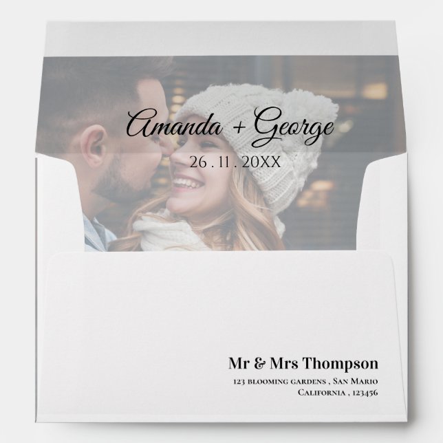 Enveloppe Effet Vellum Faux moderne Photo Mariage élégant (Dos (Bas))