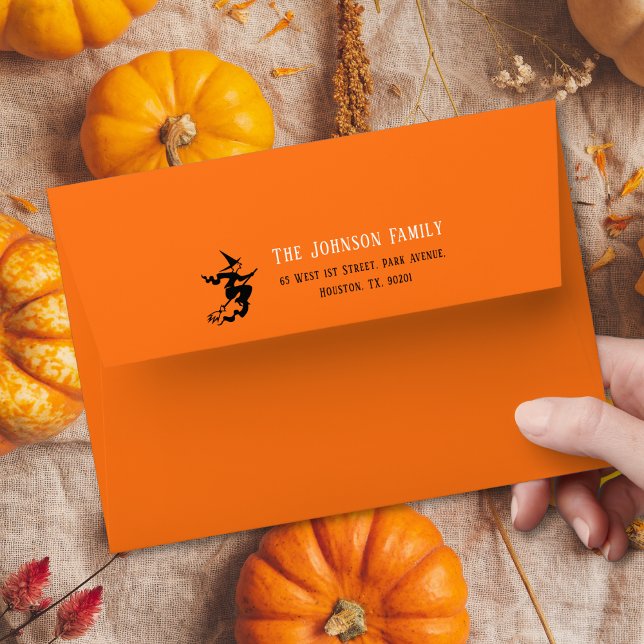 Enveloppe Effrayant Éffrayant Orange Halloween Partie Adress (Scary Spooky Orange Halloween Party Return Address Envelope)