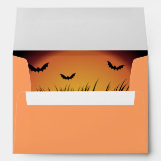 Enveloppe Éffrayant Orange Happy Halloween Bat Field