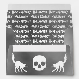 Enveloppe Éffrayant plaisir Halloween gris et blanc fumé