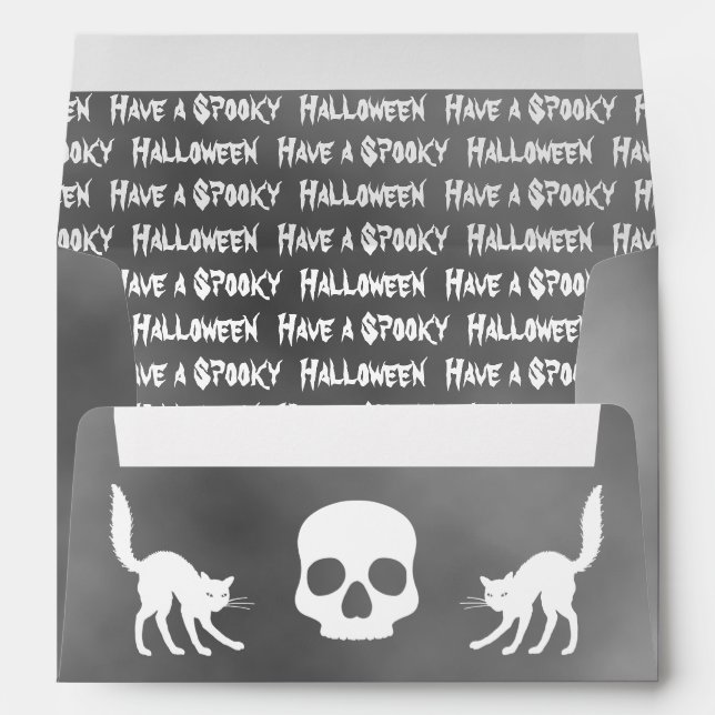 Enveloppe Éffrayant plaisir Halloween gris fumé et blanc (Dos (Bas))