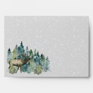 Enveloppe Élan dans la forêt pleine lune neige adresse de re